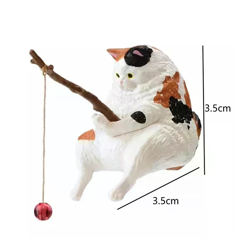 Fishing Cat Fish Tank Ornament | Resin Micro Landscape Decor Aquarium Ornament Qme