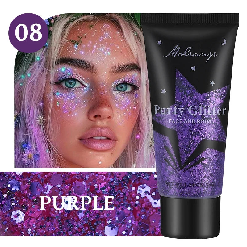 Multi-Colored Glitter Makeup – Waterproof, 8 Shades | Qme Glitter Makeup Qme 08 PURPLE