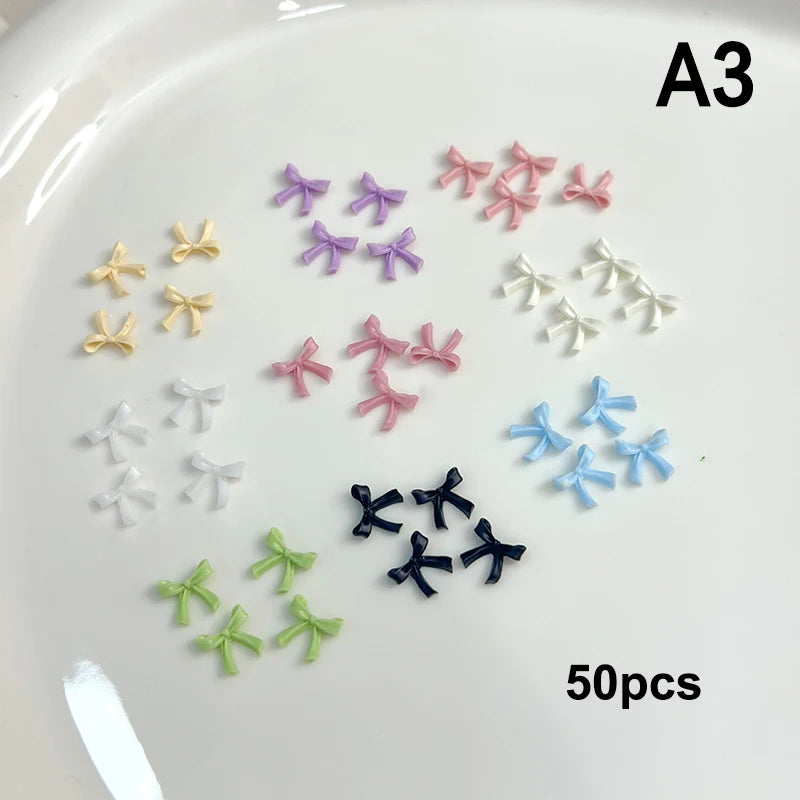 50Pcs 3D Ribbon Bowtie Nail Art Charms – Resin Nail Decor Nail Art Charms Qst A3