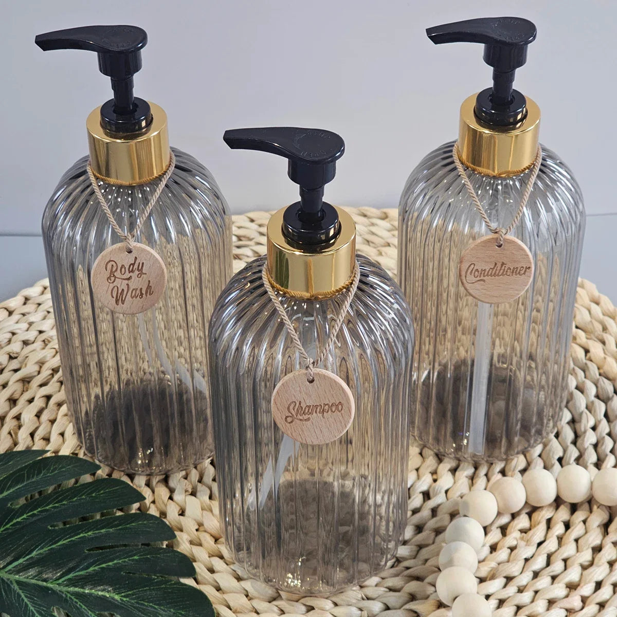 Elegant 500ml Shampoo Conditioner Body Wash Dispenser Bottles Bathroom Dispenser Set Qme