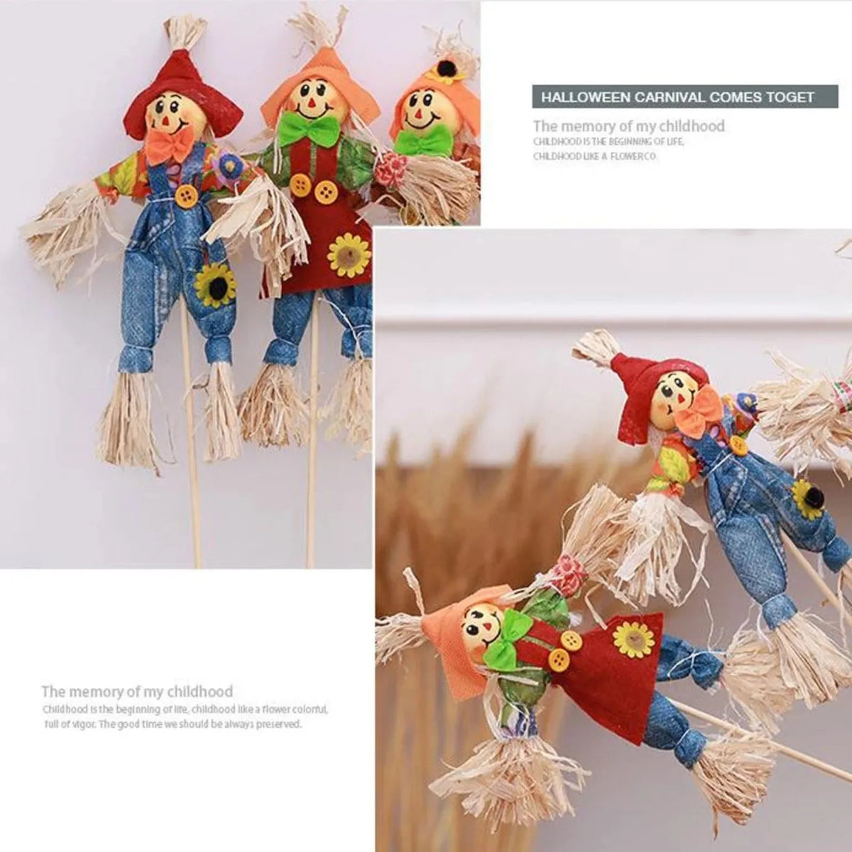 Handmade Straw Scarecrow Autumn Garden & Party Decoration Seasonal Scarecrow Decor Qme