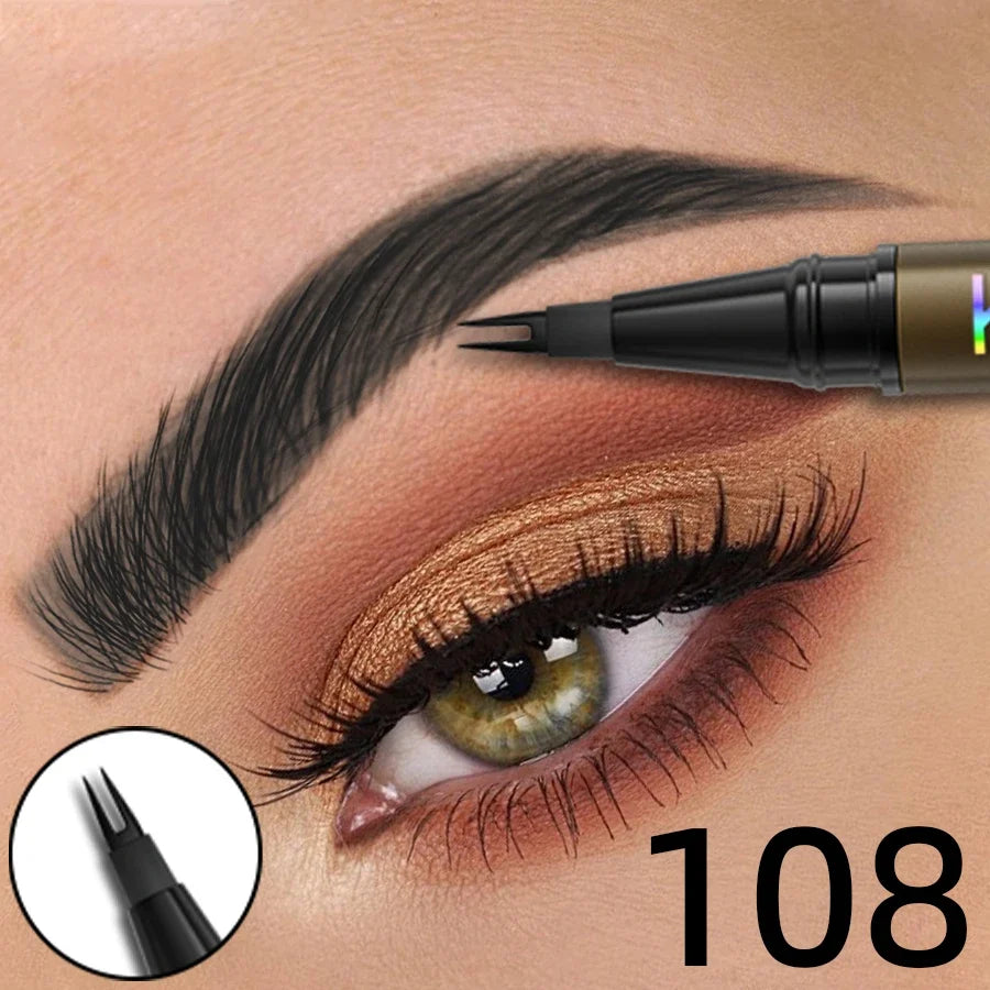 Qme Microblading Eyebrow Pen – 8 Colors, Waterproof Fork Tip Eyebrow Makeup Pen Qme 108