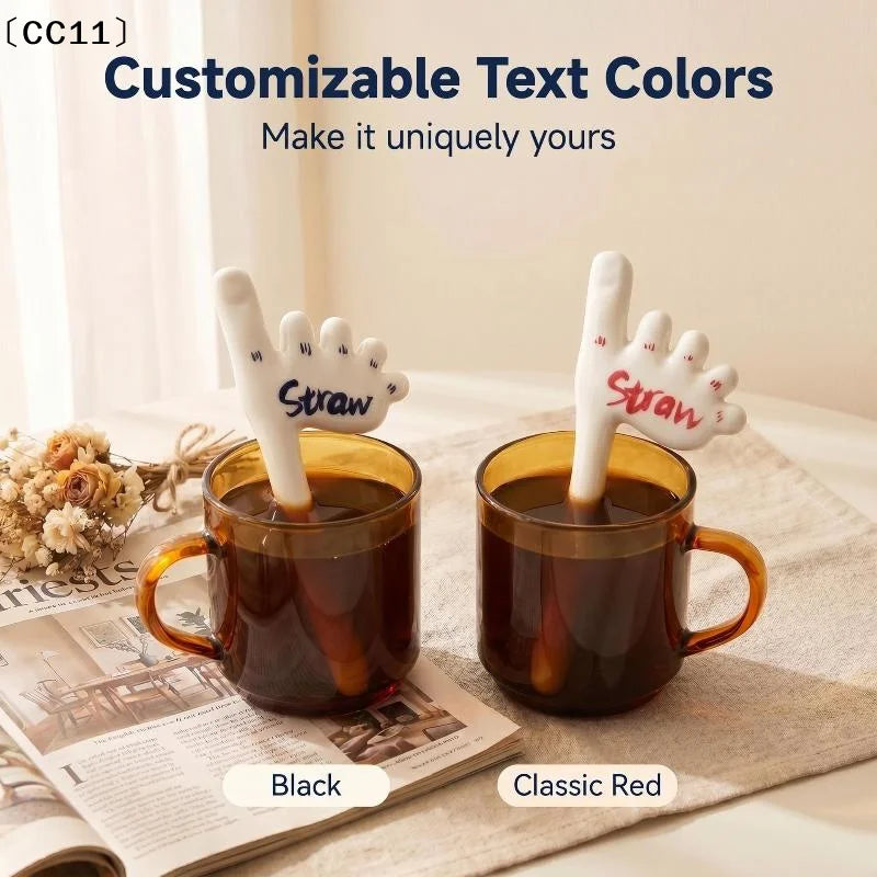 Ceramic Foot-Shaped Reusable Drinking Straw – Funny Cute Gift Novelty Drinking Straw Qme