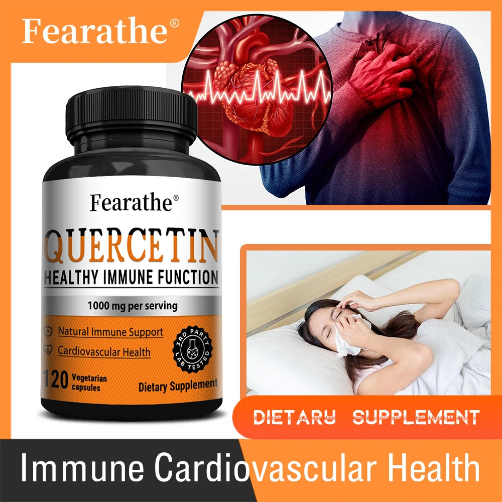 1000mg Quercetin Capsules – Vegan Antioxidant, 120 Caps | Fearathe Quercetin Supplement Qst