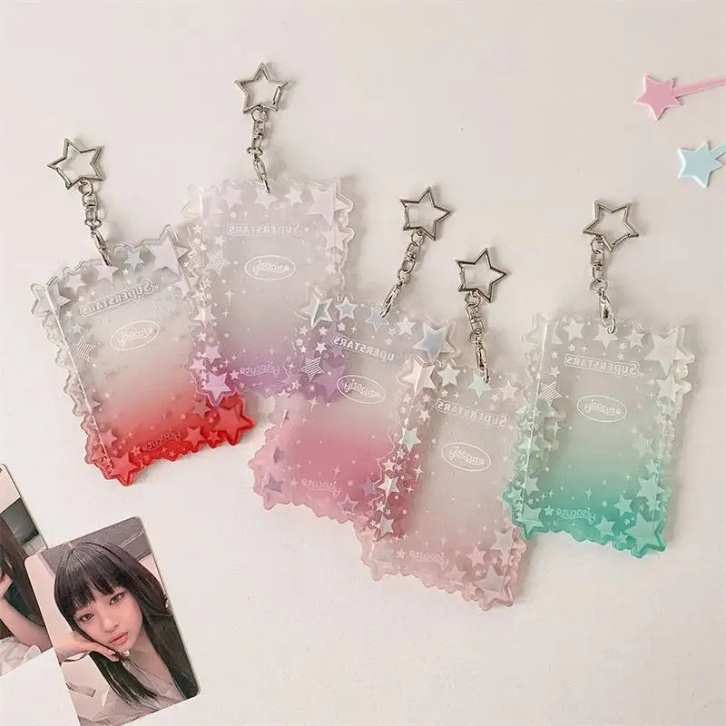 Star Gradient Photocard Holder Necklace – Acrylic Card Display Photocard Holder Pendant Qme