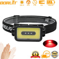 BORUiT K352 500LM COB LED Headlamp – Motion Sensor Type-C LED Headlamp Qst 1PCS black