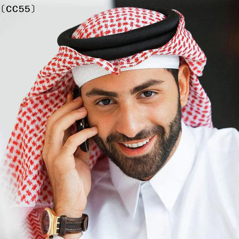 Men's Plaid Arab Turban Headscarf – Dubai Desert Neck Wrap Turban Headscarf Qst