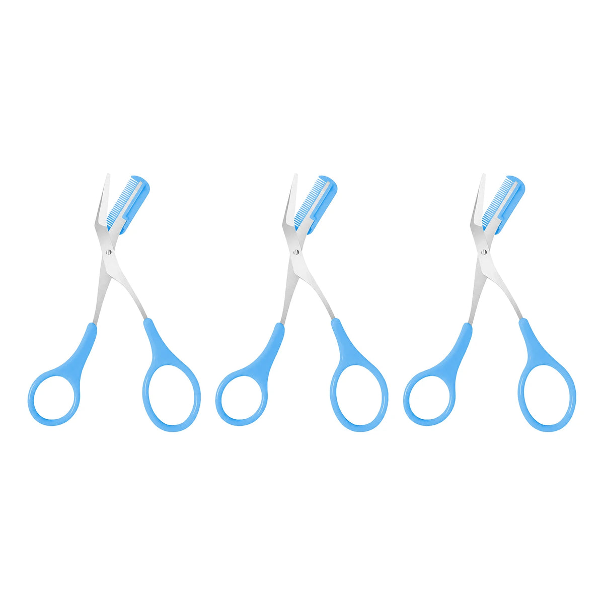 Eyebrow Scissors with Comb – Curved Precision Brow Trimmer Eyebrow Grooming Tool Qst blue-3pcs