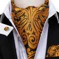 Hi-Tie Men's Ascot Cravat Pocket Square & Cufflinks Set Ascot Cravat Set Qme AS-1027
