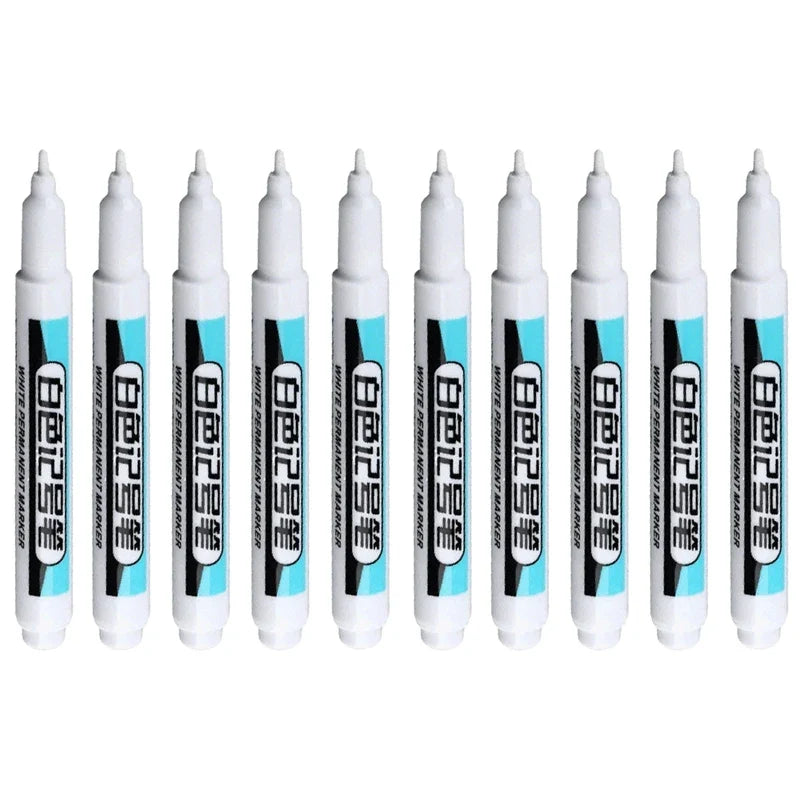 White Permanent Paint Marker Pens | 0.7mm Waterproof Tip Paint Marker Pens Qme 10Pcs-1.0 mm