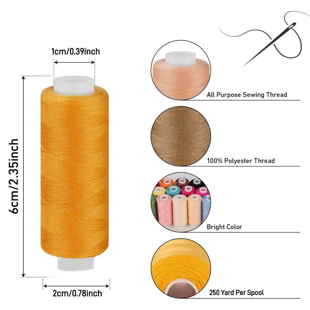6-Roll Assorted Polyester Sewing Thread Set – Machine & DIY Sewing Thread Set Qme