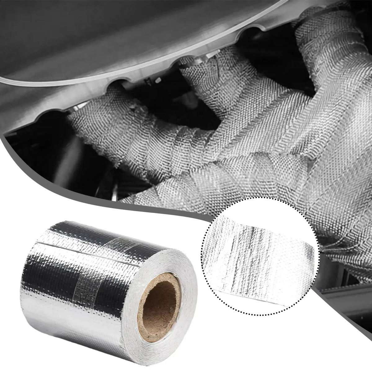 5m Silver Heat Resistant Exhaust Pipe Insulation Tape Exhaust Insulation Tape Qme