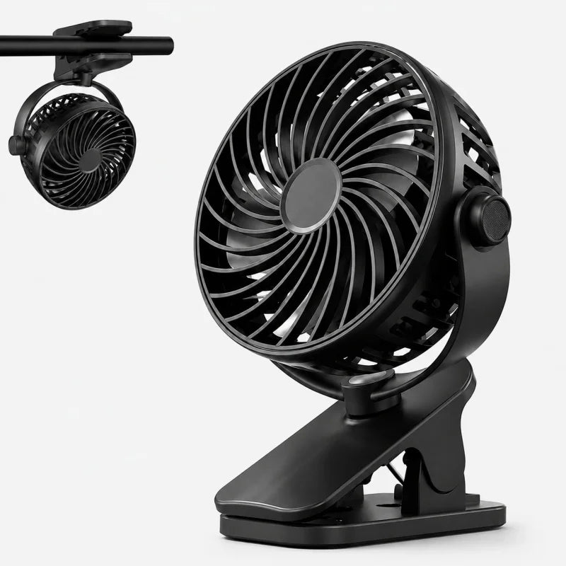 USB Rechargeable Clip Fan – Mini Portable Stroller & Desk Fan Clip Fan Qme