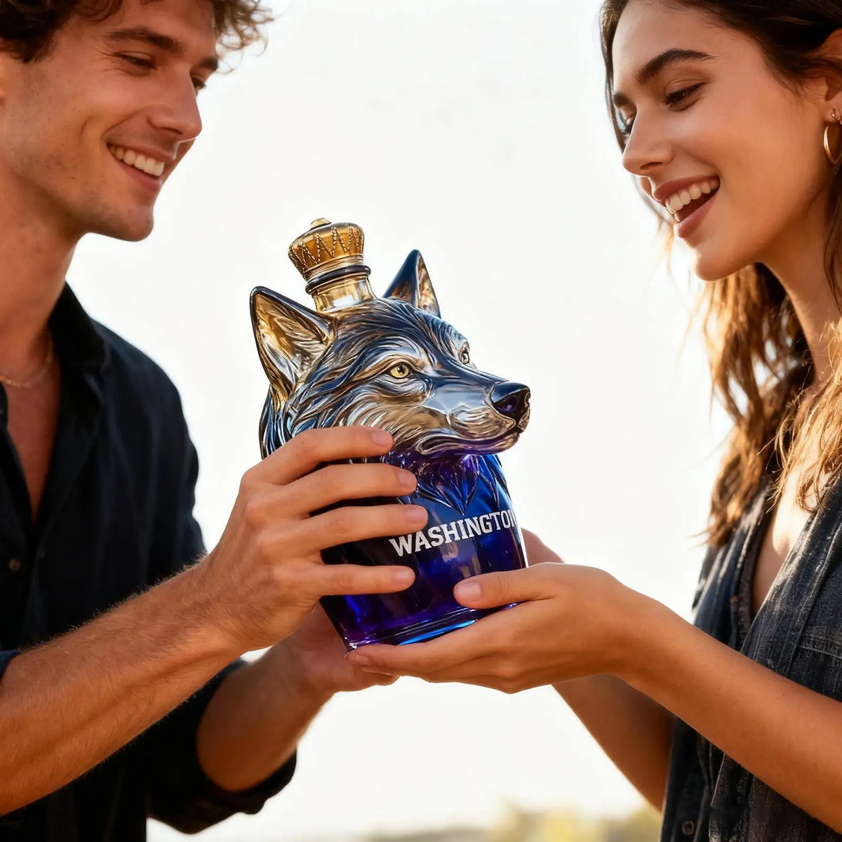Dog Head Glass Alcohol Dispenser Art Statue Decanter Glass Alcohol Dispenser Qme