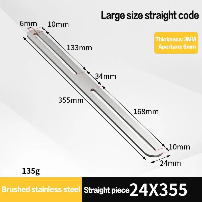 Stainless Steel 180° Flat Straight Bracket – Black & Silver Flat Angle Bracket Qme A14