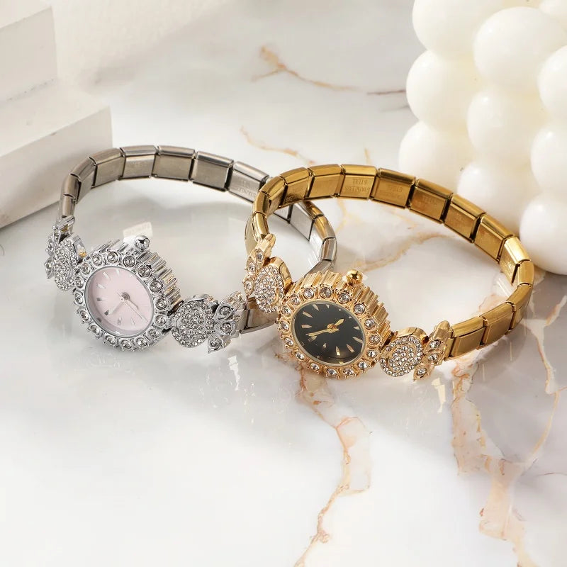 Stainless Steel Elastic Zircon Charm Bracelet | DIY Stack Charm Bracelet Qme
