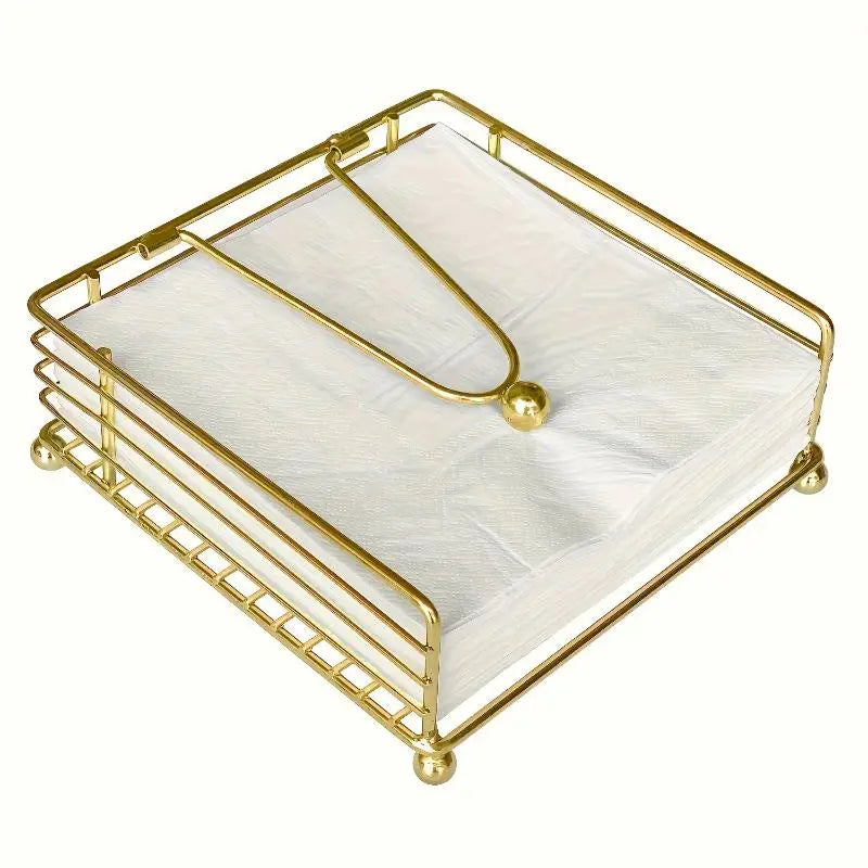 Iron Square Napkin Holder – Metal Dispenser, Kitchen & Dining Napkin Holder Qst Gold