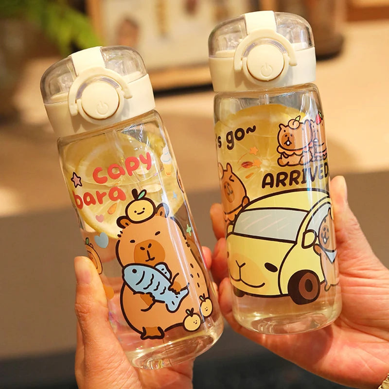 Capybara 400ml Kids Straw Water Bottle – BPA-Free Plastic Kids Straw Water Bottle Qst