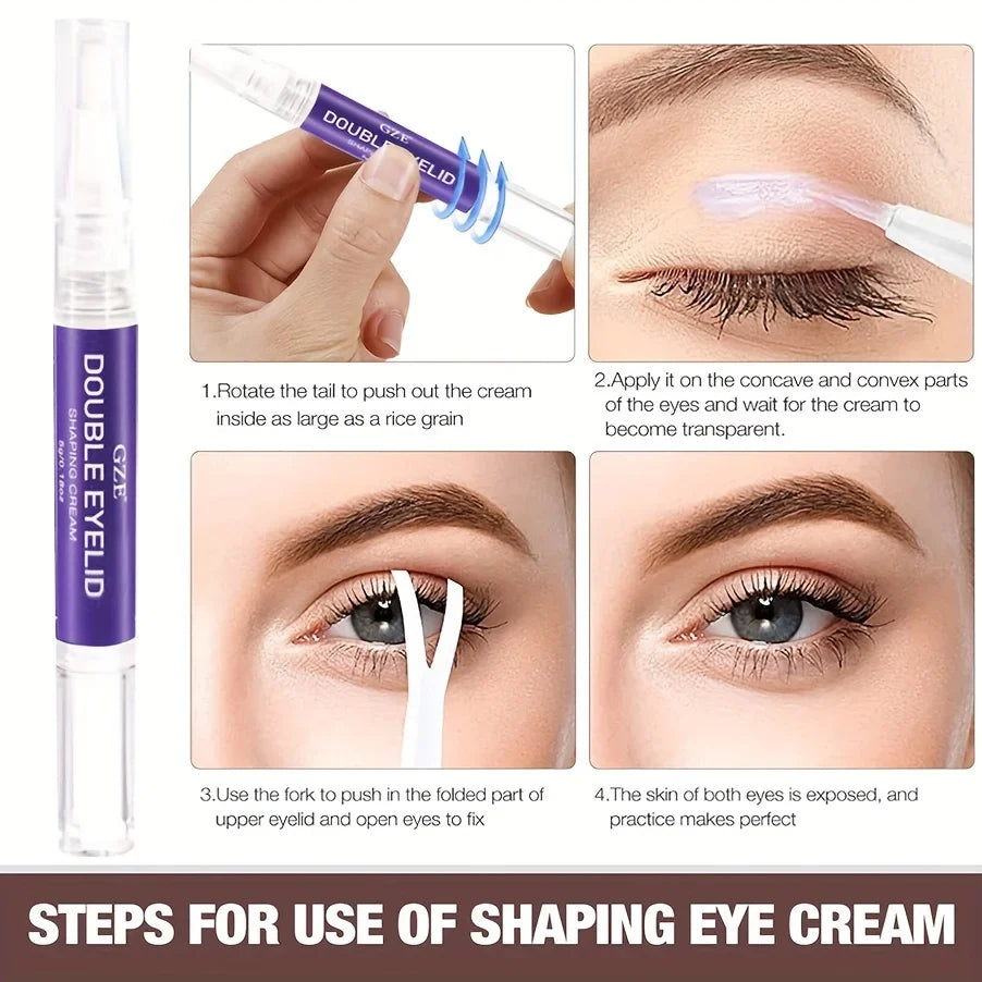 GZE Double Eyelid Pen & Skin Shaping Cream – Bigger Eyes Eyelid Shaping Pen Qme