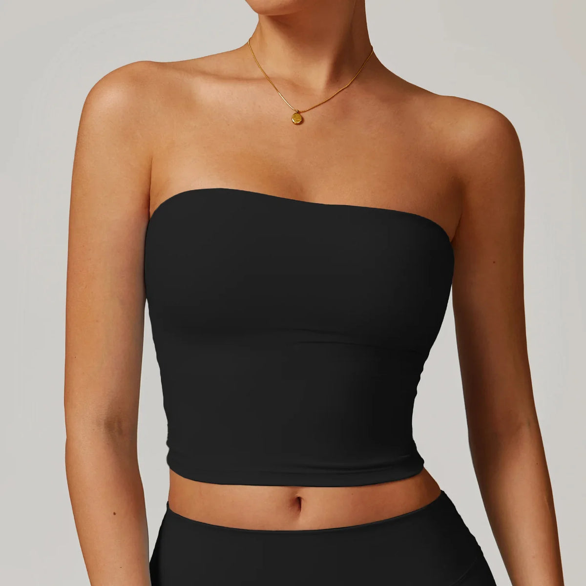 Women's Strapless Sports Bra Yoga Vest | Open Back, 9 Colors Strapless Sports Bra Qme Advanced Black XL