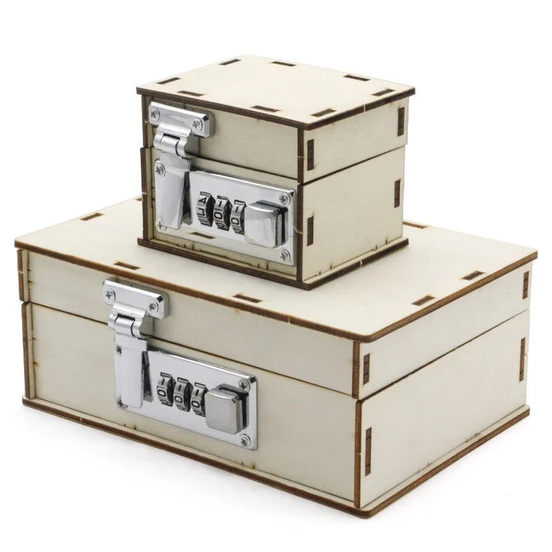 3D Wooden Mechanical Password Treasure Box DIY Model Kit DIY Wooden Model Kit Qme