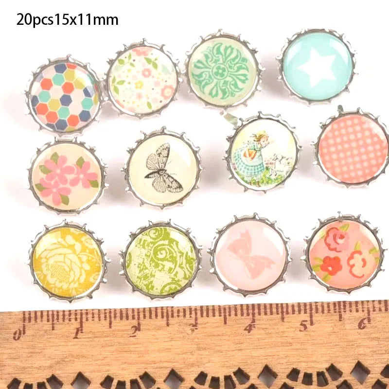 Mixed Pattern Round Metal Brads – Scrapbooking Embellishments 20pcs Scrapbooking Brads Qme