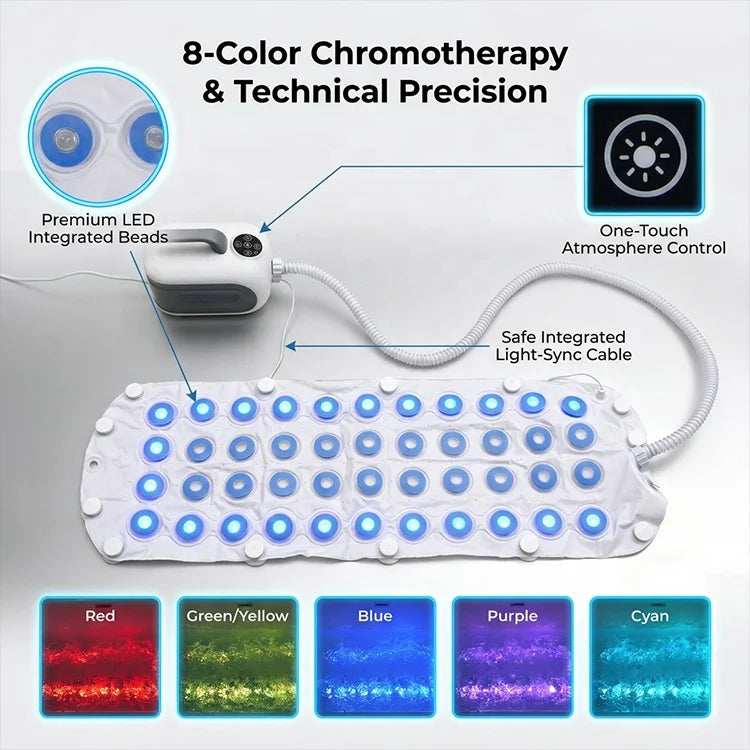 8-Color LED Spa Bubble Bath Mat – 6-Level Chromotherapy Massager Spa Bath Massager Mat Qst Default Title