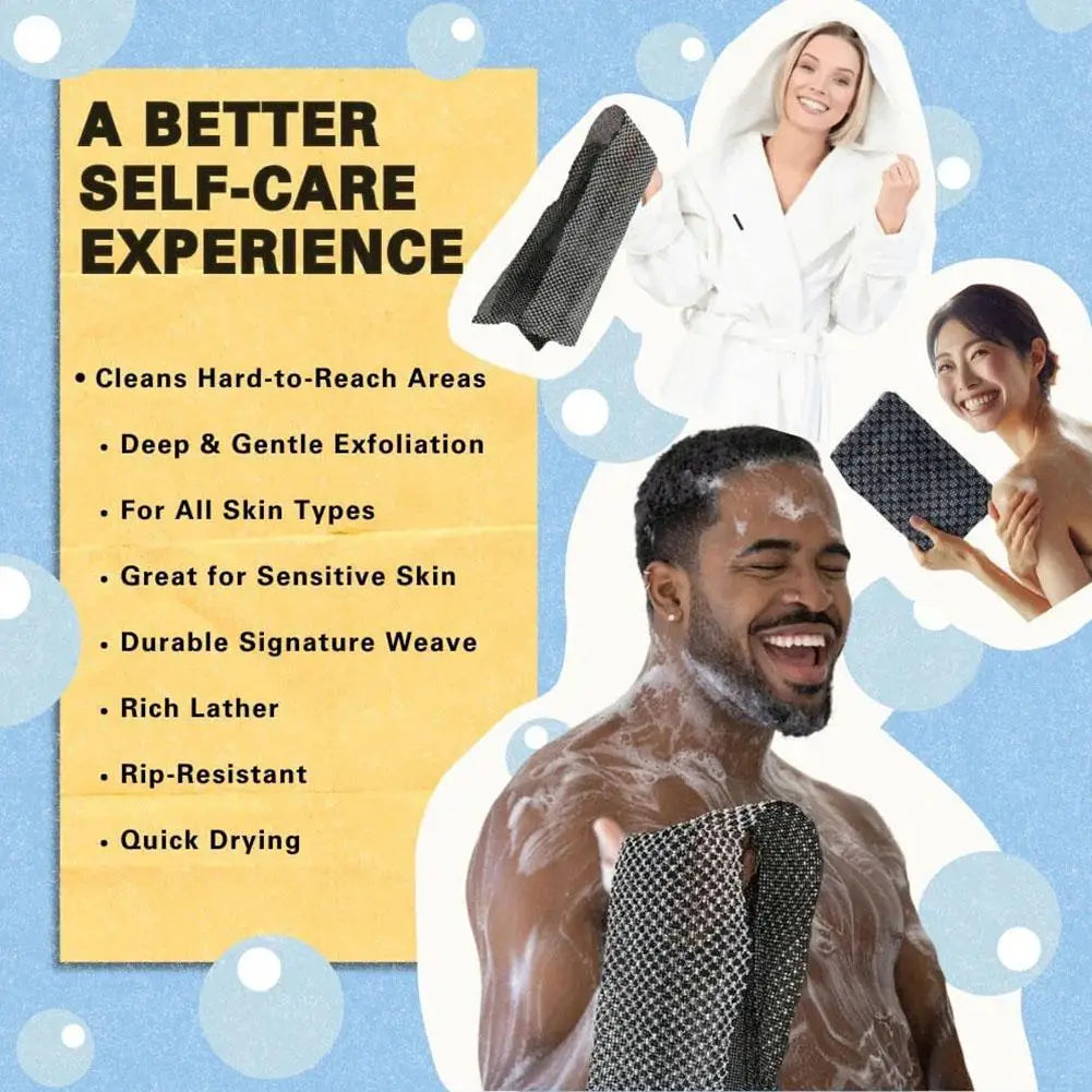 Dual-Sided Exfoliating Back Scrubbing Towel Strap | Unisex Exfoliating Body Strap Qme