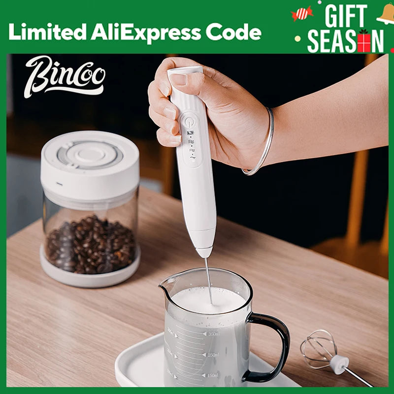 BINCOO Handheld Electric Milk Frother – USB Rechargeable Whisk Milk Frother Qst