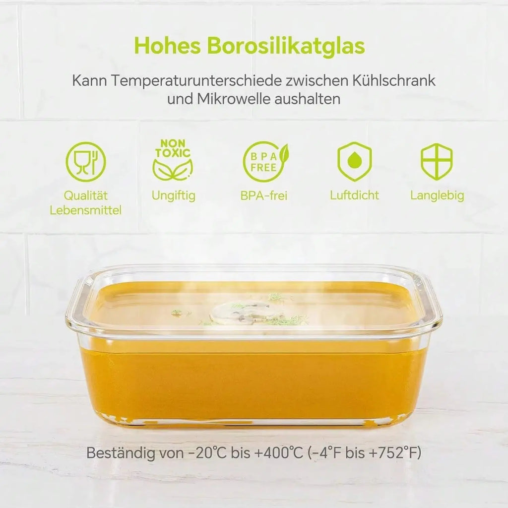 Glass Food Storage Container with Lid – Meal Prep & Dishwasher Safe Glass Food Container Qme