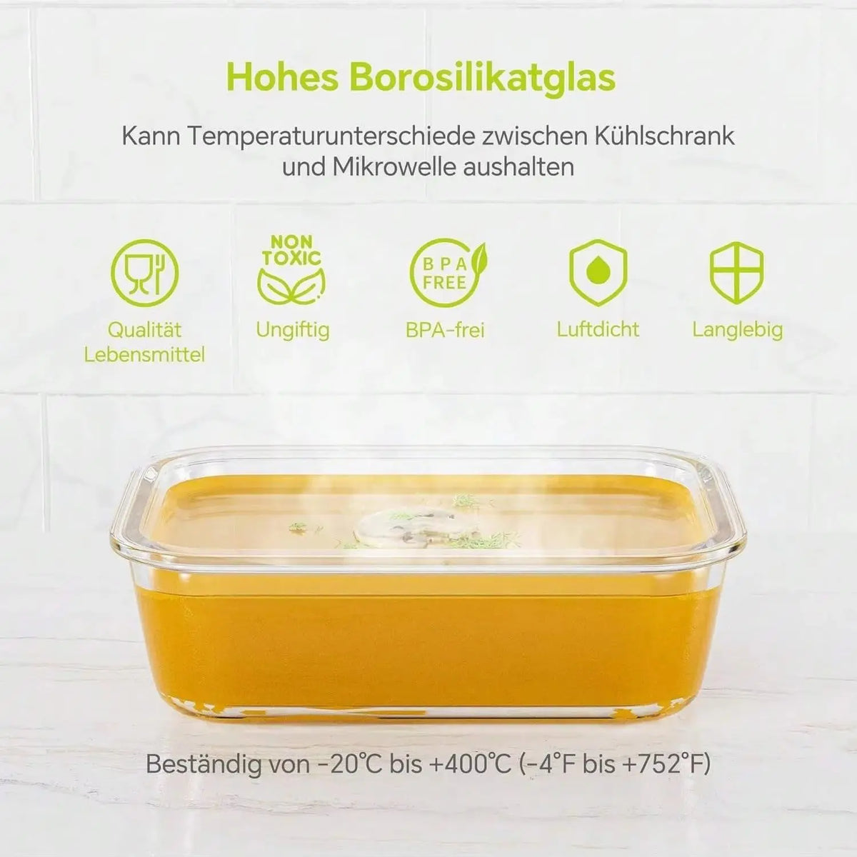 Glass Food Storage Container with Lid – Meal Prep & Dishwasher Safe Glass Food Container Qme