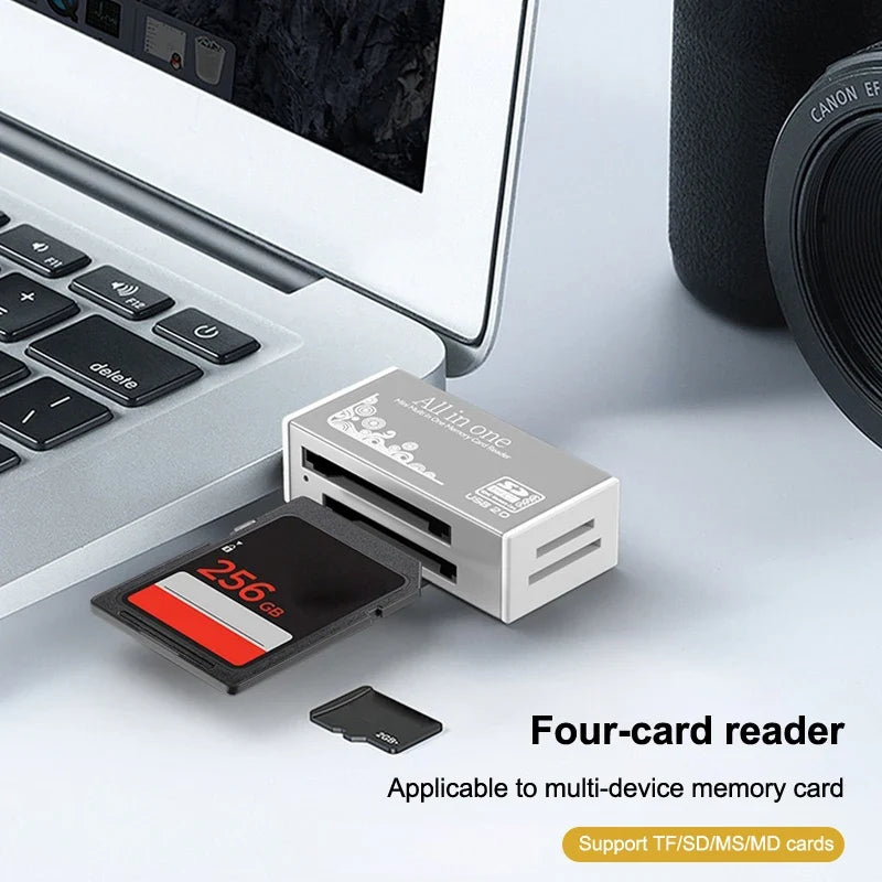 4-Port USB 2.0 Card Reader – Micro SD, TF, MS & MD USB Card Reader Qme