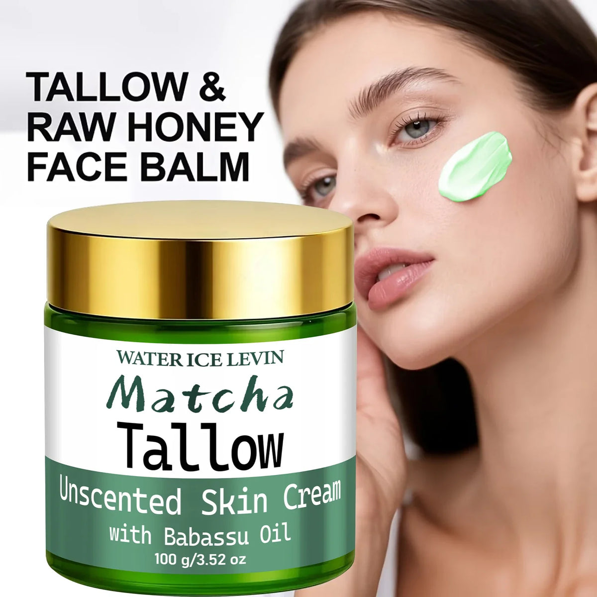Natural Matcha Tallow Cream with Babassu Oil – Unscented Body Moisturizer Cream Qme