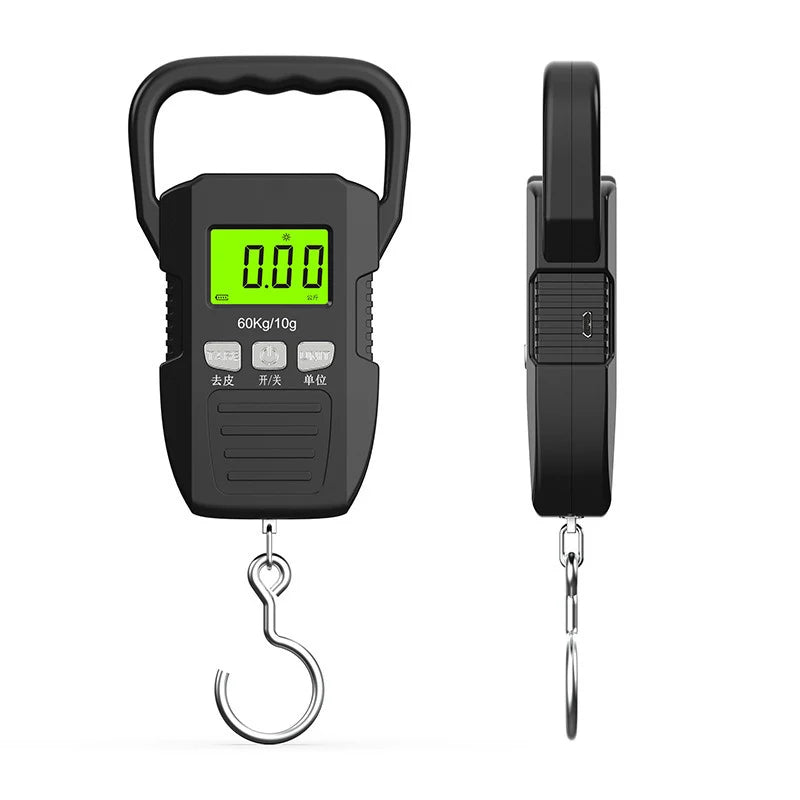 Portable Digital Hanging Scale 60kg – USB Rechargeable LCD Digital Hanging Scale Qme