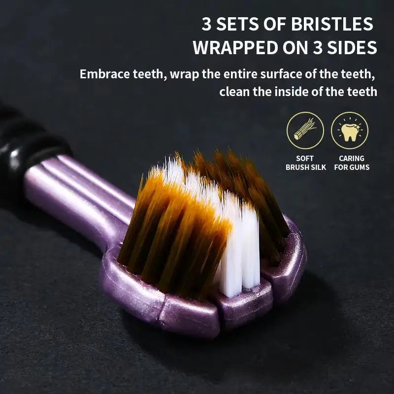 Three-Sided Soft Bristle Toothbrush for Adults | 1–8 Pack Adult Toothbrush Qme