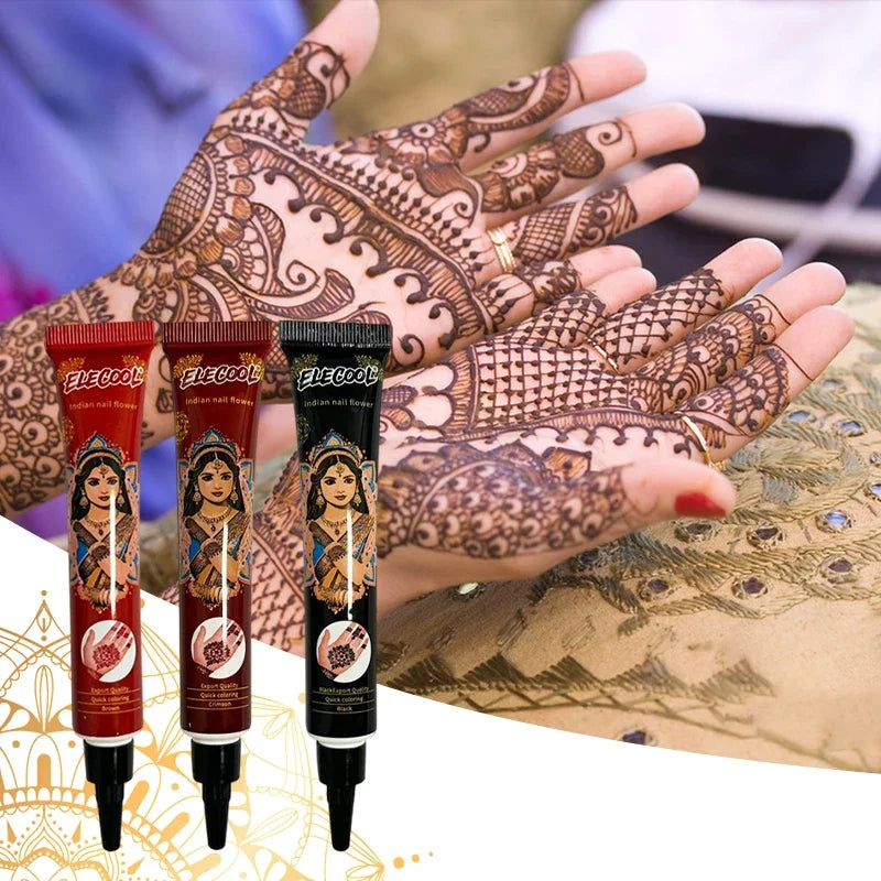 Temporary Tattoo Cream Paste – Brown, Black & Red | 3 Colors Temporary Tattoo Paste Qme