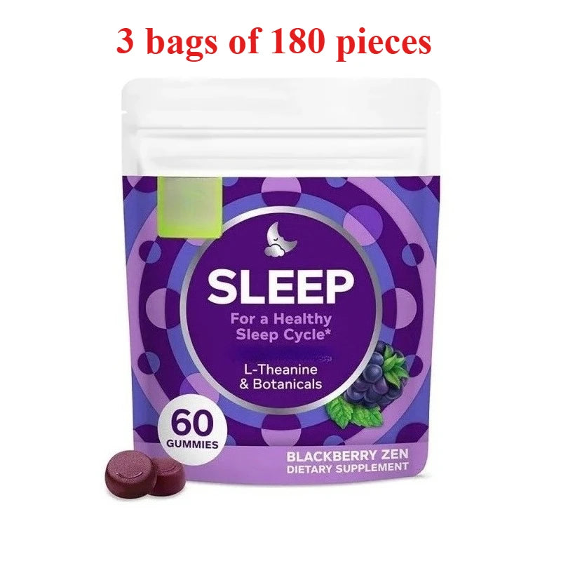 Sleep Gummies L-Theanine & Botanicals – Blackberry, 60ct Sleep Supplement Gummies Qst 3 bags