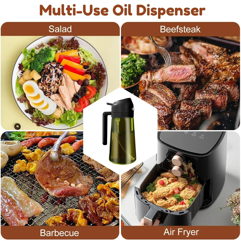 Dark Glass Olive Oil Sprayer & Dispenser Bottle 470ml Oil Sprayer Bottle Qme