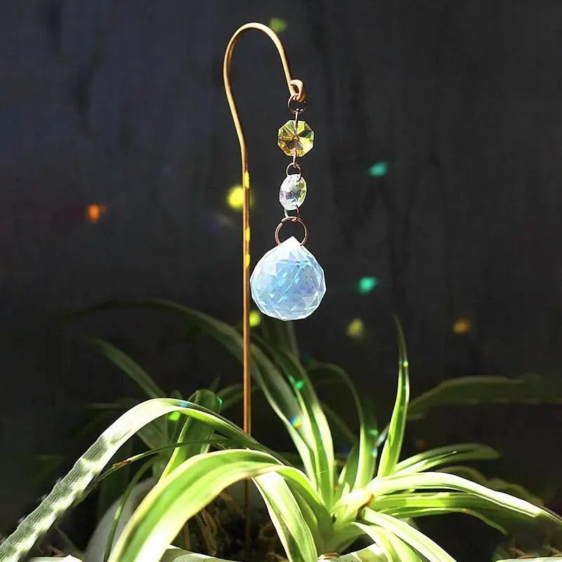 Crystal Ball Sun Catcher Garden Flower Pot Stake Decor Garden Sun Catcher Qme