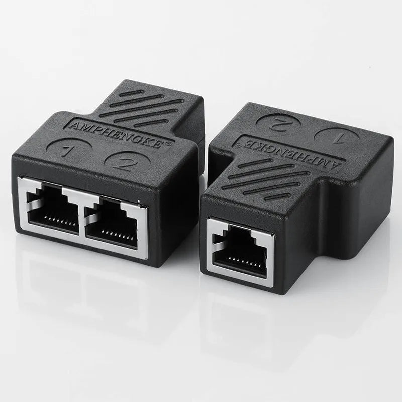 RJ45 8P8C Dual Port Ethernet Splitter Adapter – Black Ethernet Splitter Adapter Qme BLACK