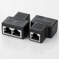 RJ45 8P8C Dual Port Ethernet Splitter Adapter – Black Ethernet Splitter Adapter Qme BLACK