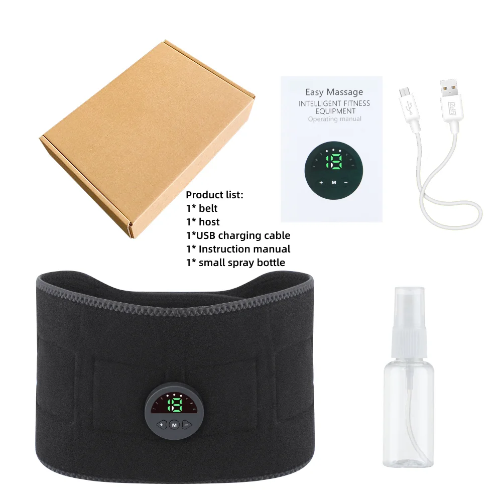 EMS Abdominal Toning Belt – 6 Modes USB Rechargeable | Jitesy EMS Fitness Belt Qst Black