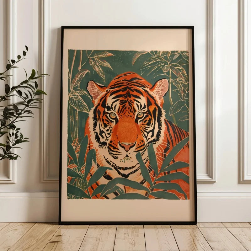Tiger & Panther Canvas Wall Art – Jungle Tropical Poster Canvas Wall Art Qst