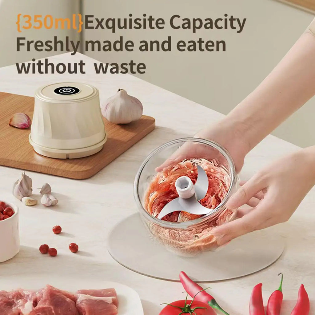 Mini Electric Garlic Chopper – High-Speed Mincer & Puree Electric Food Chopper Qme