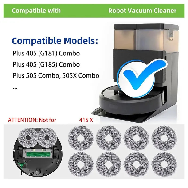 B15C Replacement Mop Pads for Roomba 400 & 500 Series – 8 Pack Robot Vacuum Mop Pads Qst