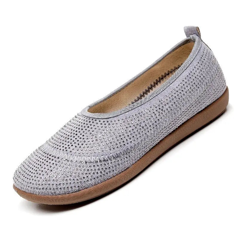 Women's Rhinestone Slip-On Canvas Flat Loafers | Beijing Style Flat Loafers Qst
