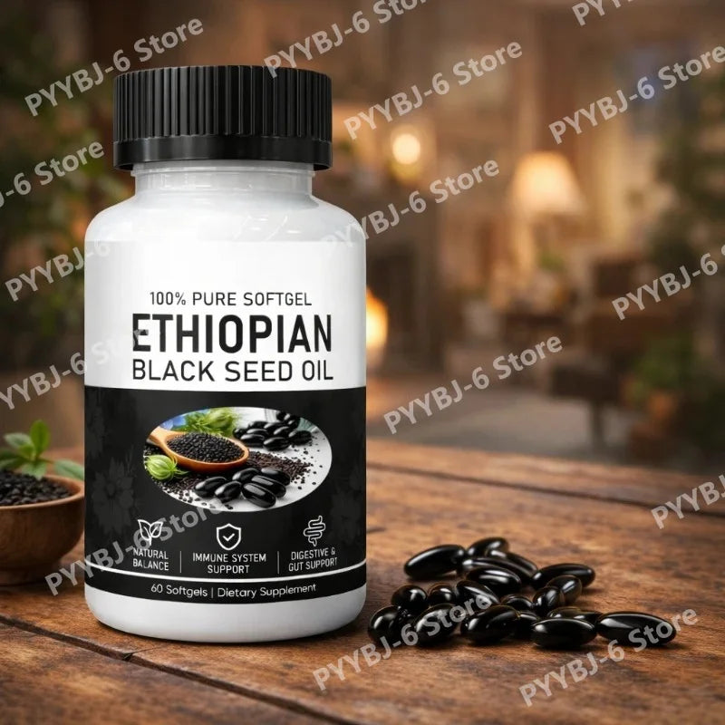 Ethiopian Black Seed Oil Organic Cold-Pressed 60 Softgels Black Seed Oil Supplement Qst