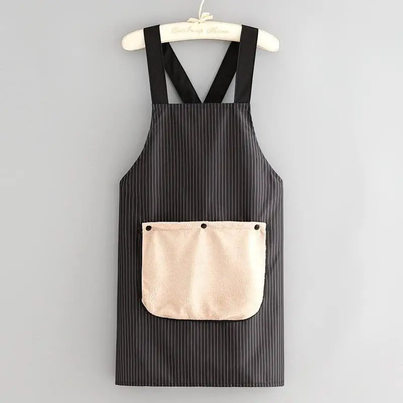 Oil-Proof Waterproof Cooking Apron for Men & Women | Cotton Kitchen Apron Qme Black