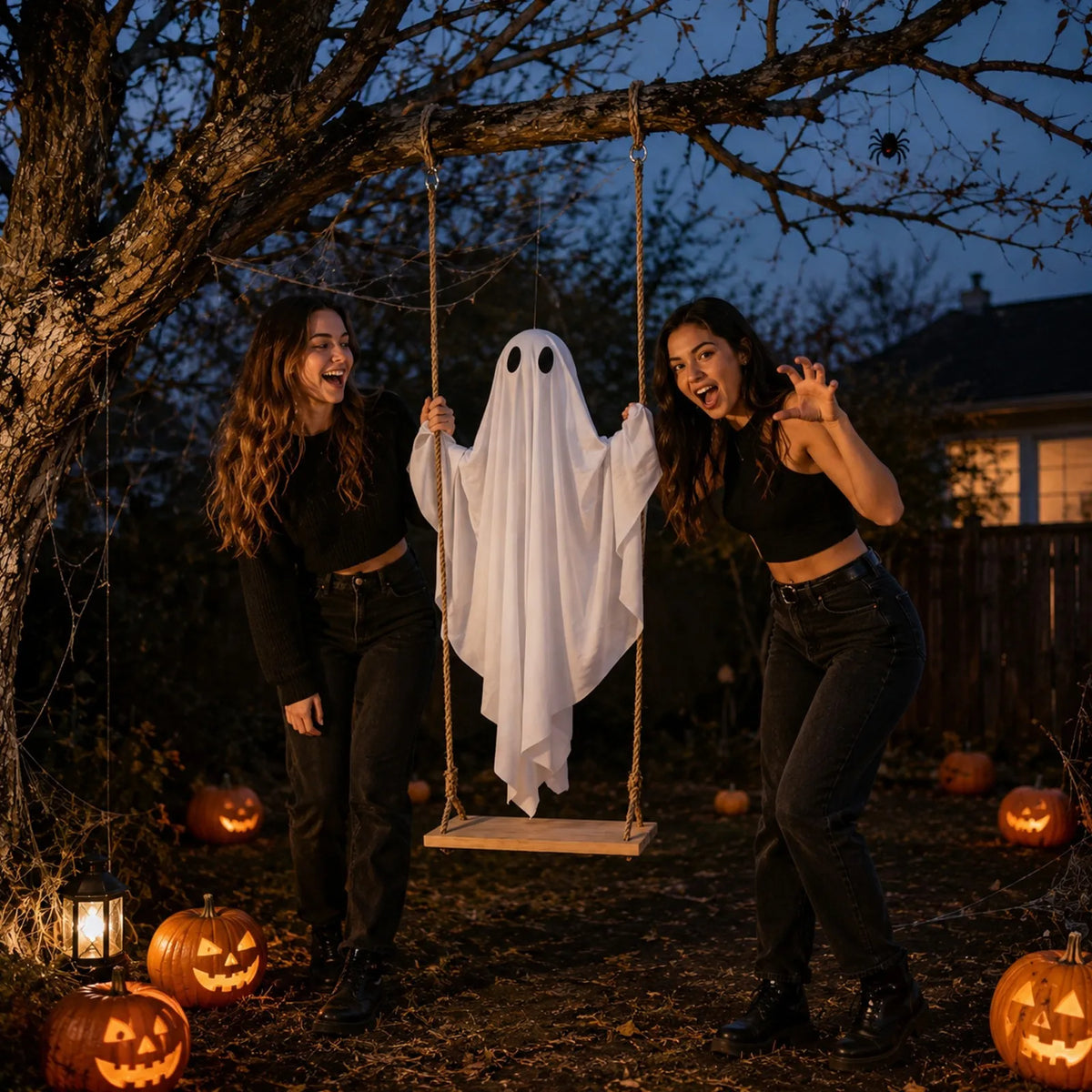 Halloween Glowing Ghost Swing Ornament | LED Hanging Decor Halloween Hanging Ornament Qme