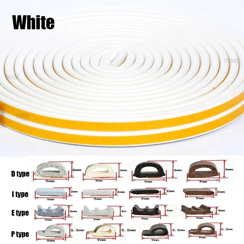 EPDM Self-Adhesive Door & Window Seal Strip 5M/10M Weatherstrip Seal Strip Qme White D 5M